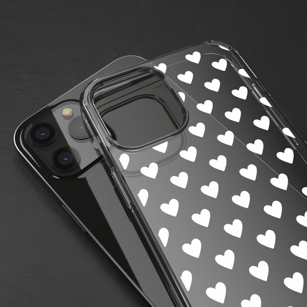 White Heart Pattern — Clear Phone Case