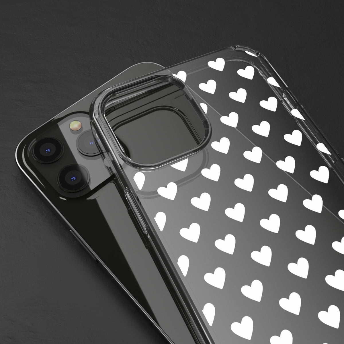 White Heart Pattern — Clear Phone Case