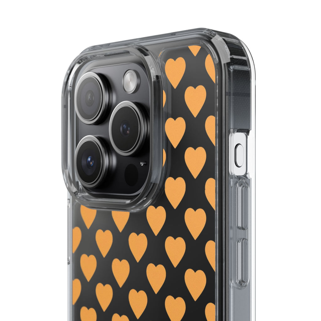 Orange Heart Pattern— Clear Phone Case
