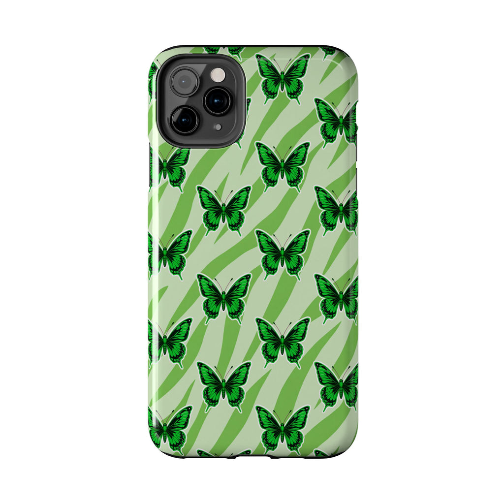 Green Butterfly and Zebra —Tough Phone Case
