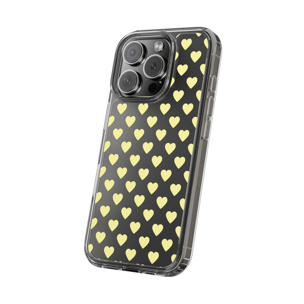 Yellow Heart Pattern — Clear Phone Case