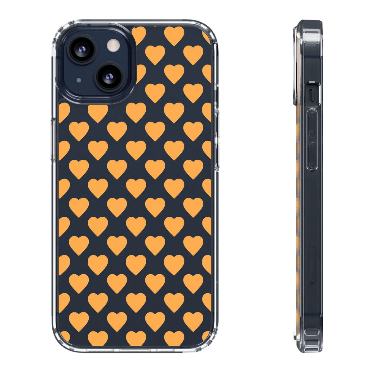 Orange Heart Pattern— Clear Phone Case