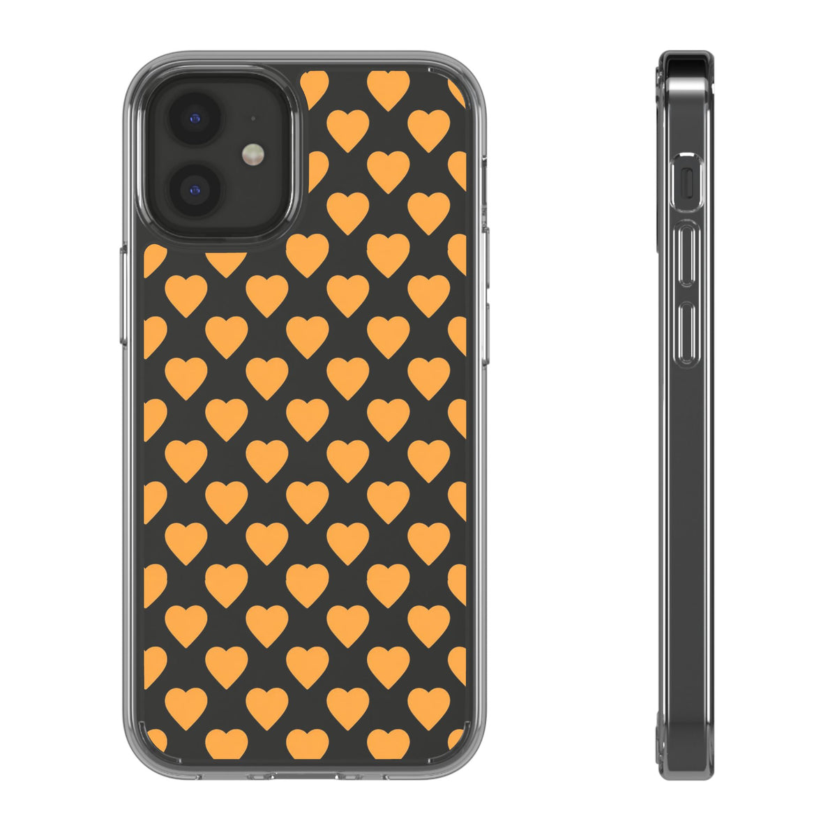 Orange Heart Pattern— Clear Phone Case