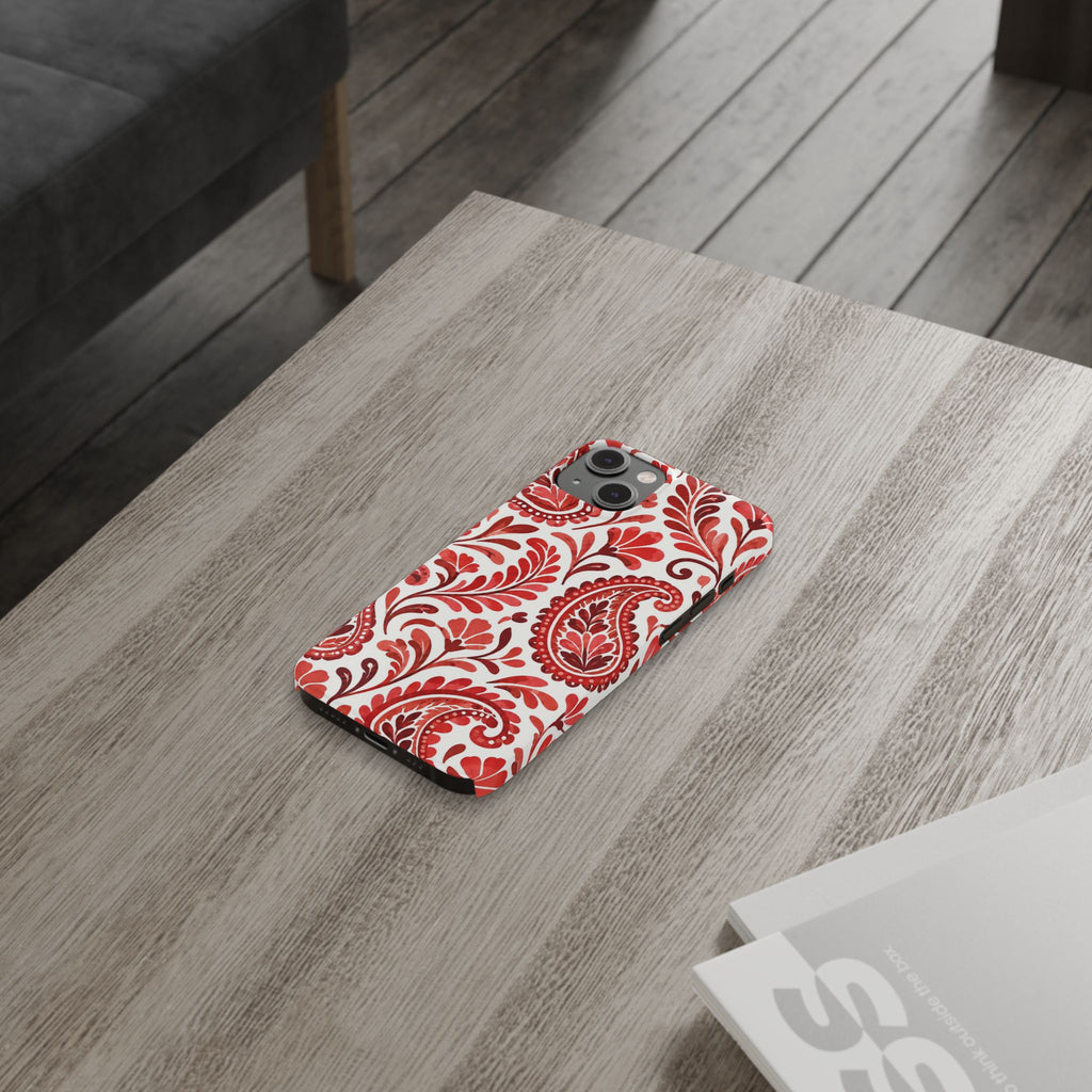 Red Paisley Pattern — Slim iphone Case