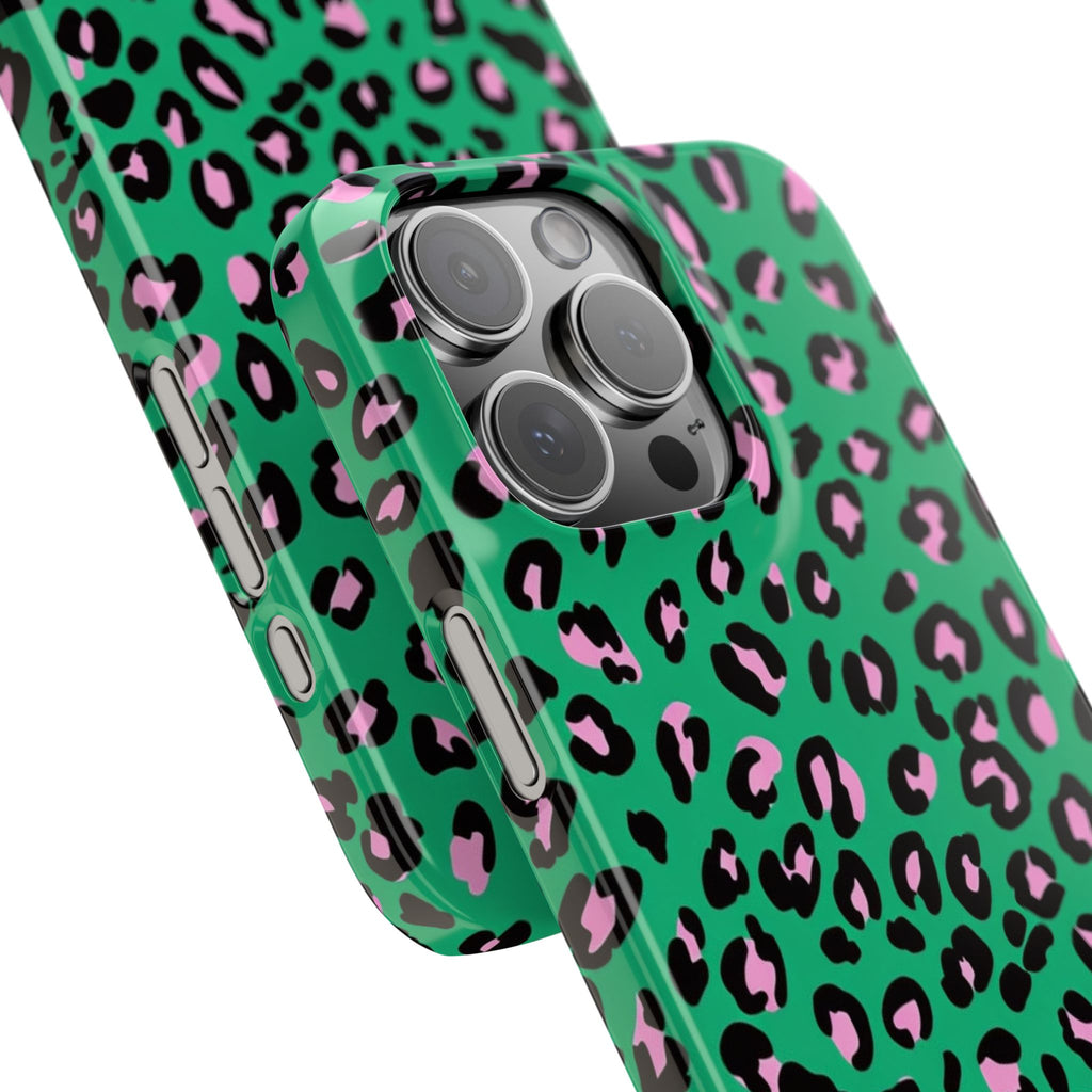 Green & Pink Leopard — Slim iphone Case
