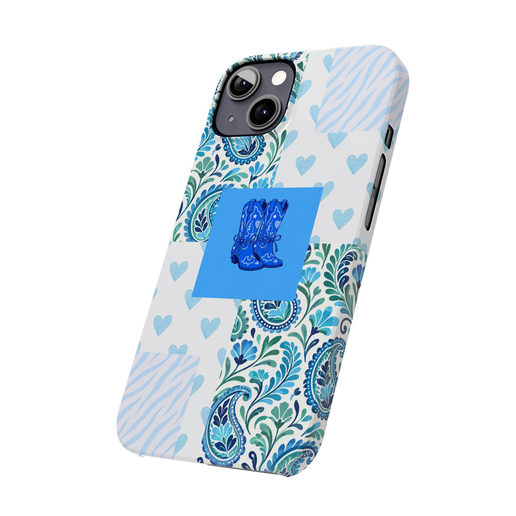 Blue Boot Multi Pattern  – Slim iphone Case