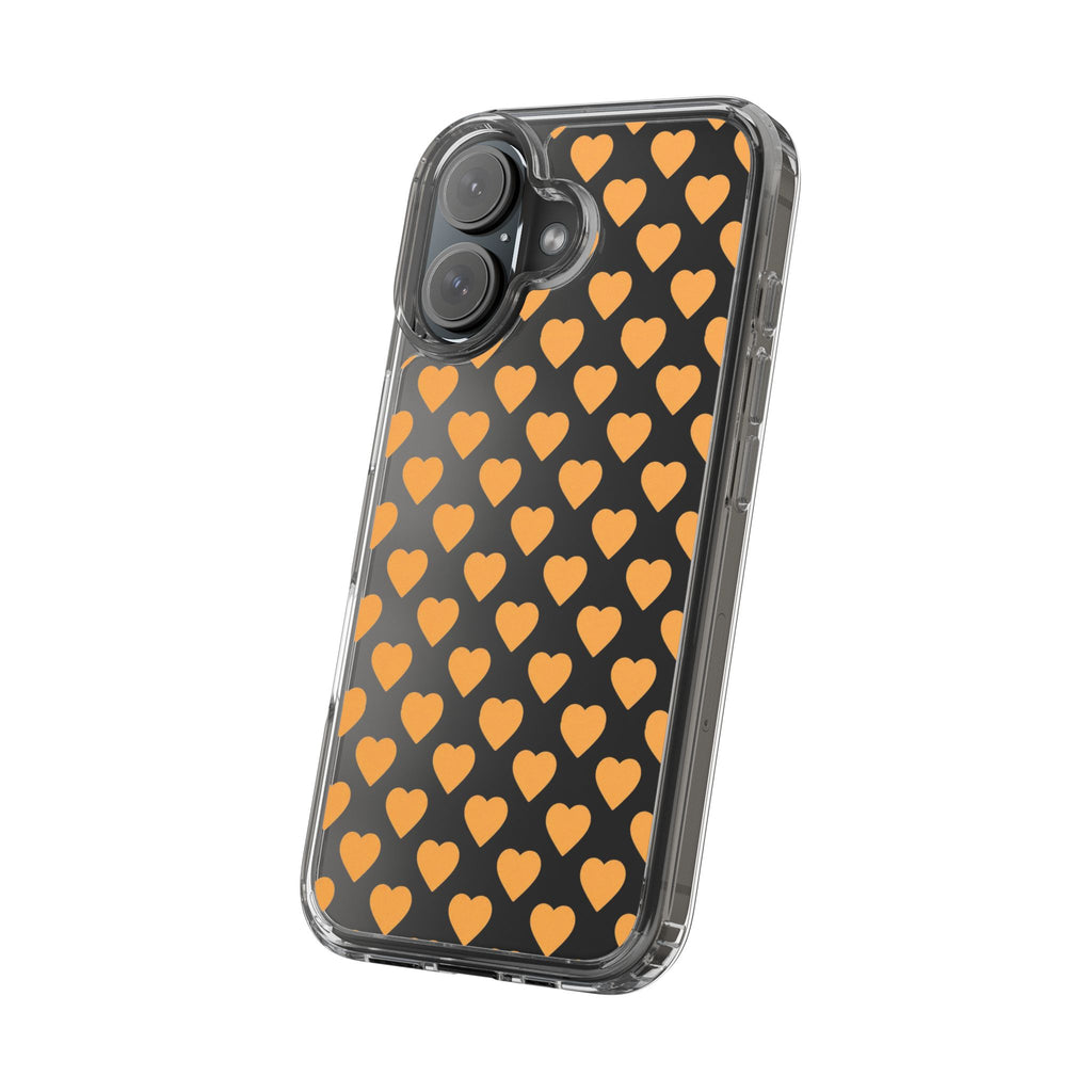 Orange Heart Pattern— Clear Phone Case