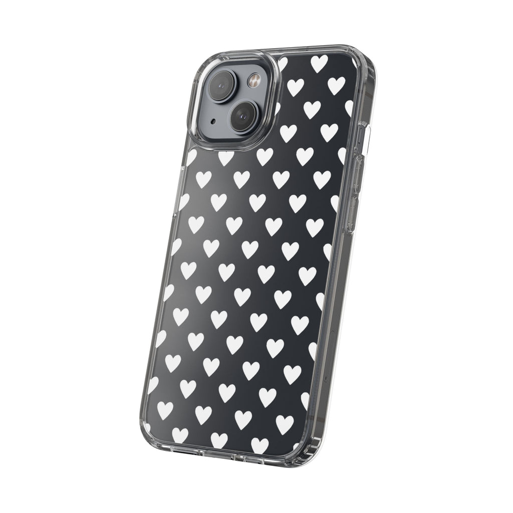 White Heart Pattern — Clear Phone Case
