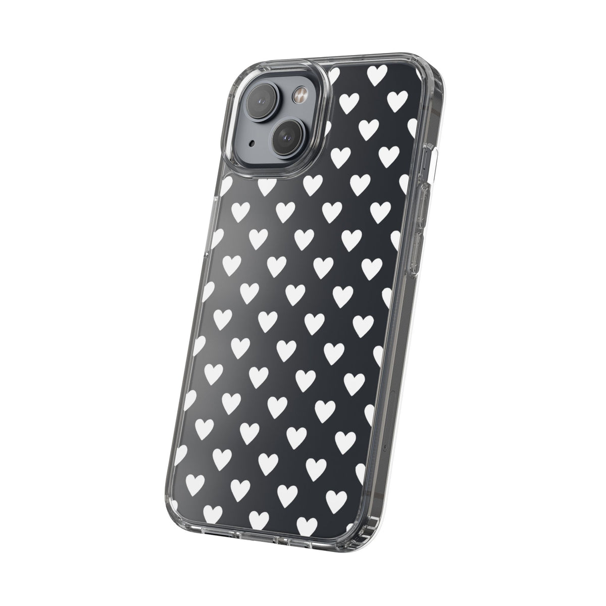 White Heart Pattern — Clear Phone Case