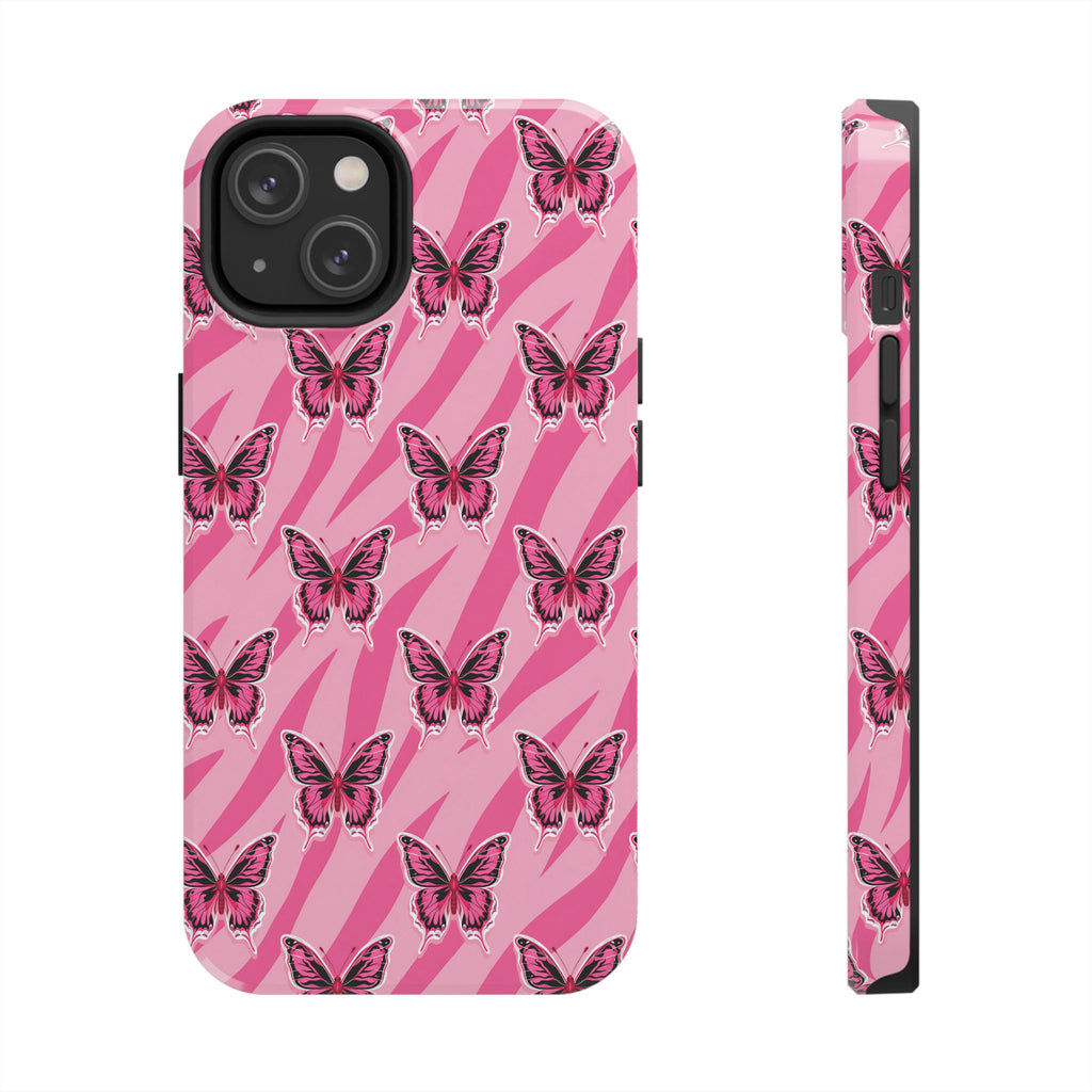Pink Butterfly and Zebra— Tough Phone Case