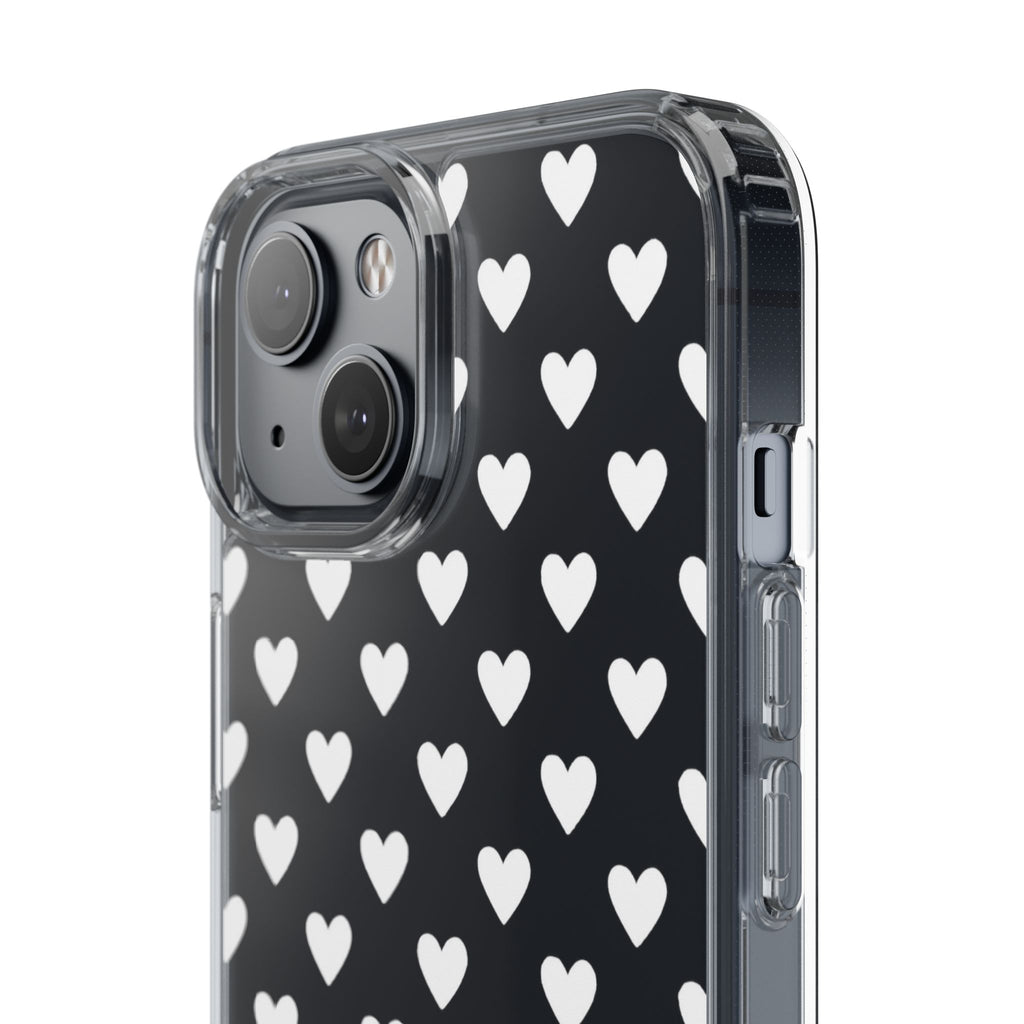 White Heart Pattern — Clear Phone Case