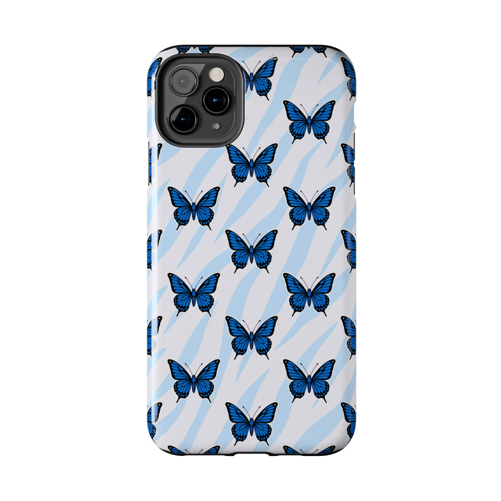 Blue Butterfly and Zebra— Tough Phone Case