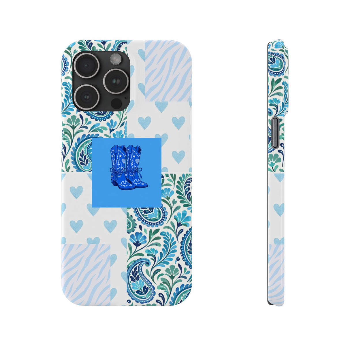 Blue Boot Multi Pattern  – Slim iphone Case