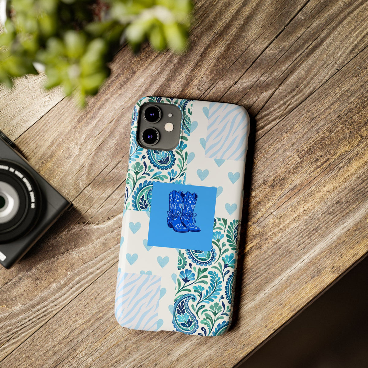 Blue Boot Multi Pattern  – Slim iphone Case