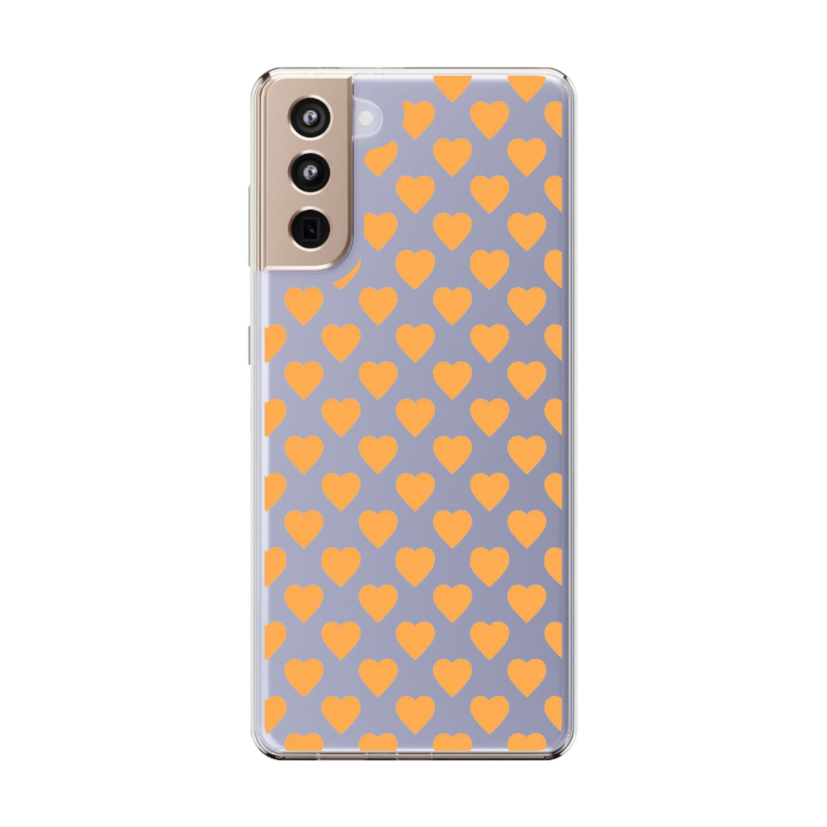 Orange Heart Pattern— Clear Phone Case