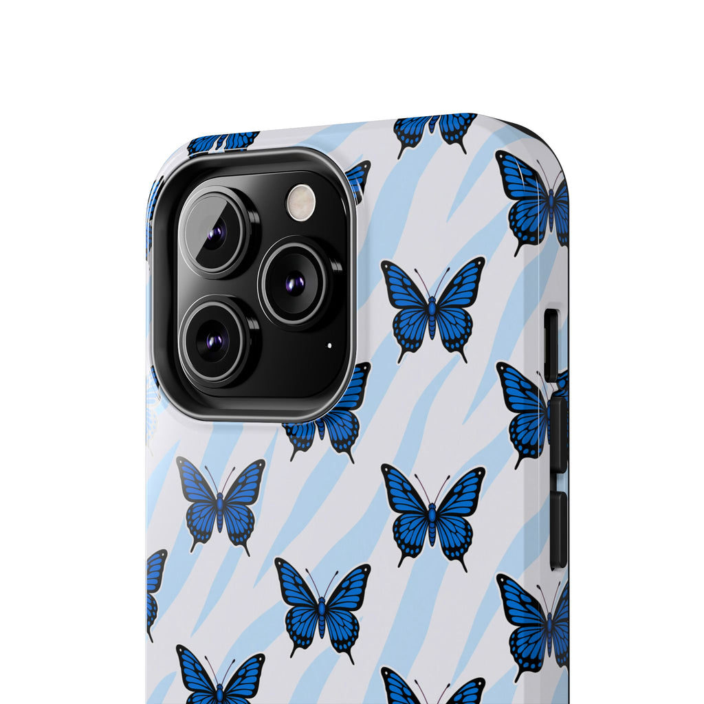 Blue Butterfly and Zebra— Tough Phone Case