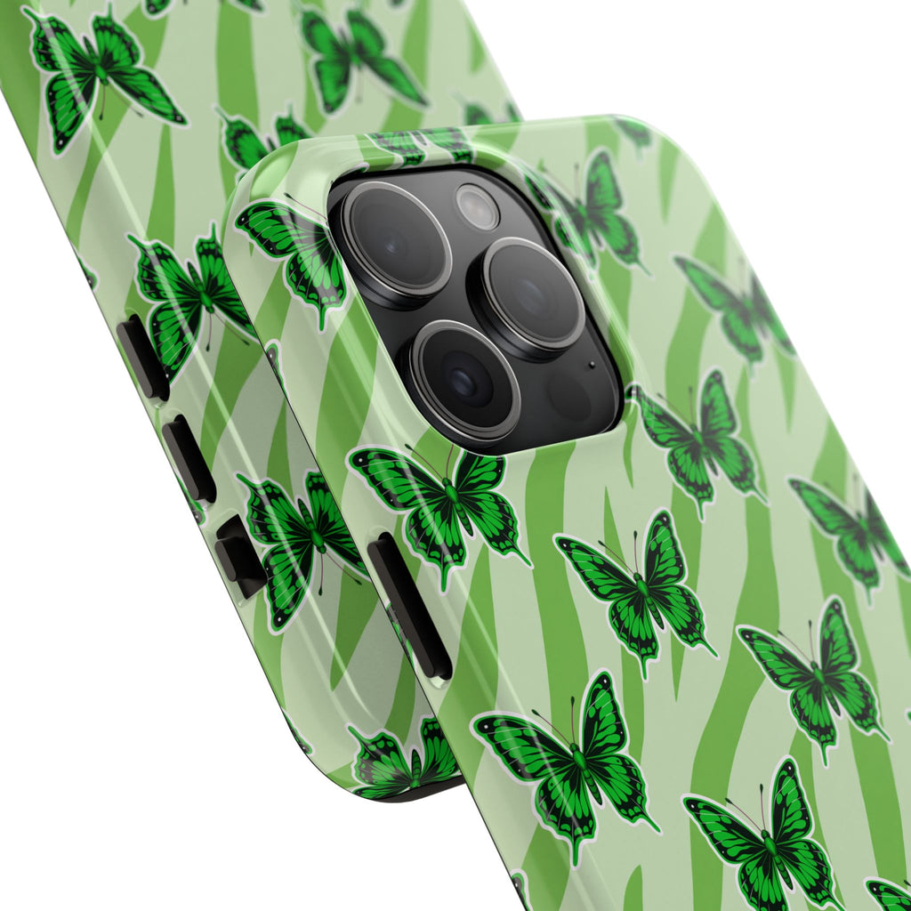 Green Butterfly and Zebra —Tough Phone Case