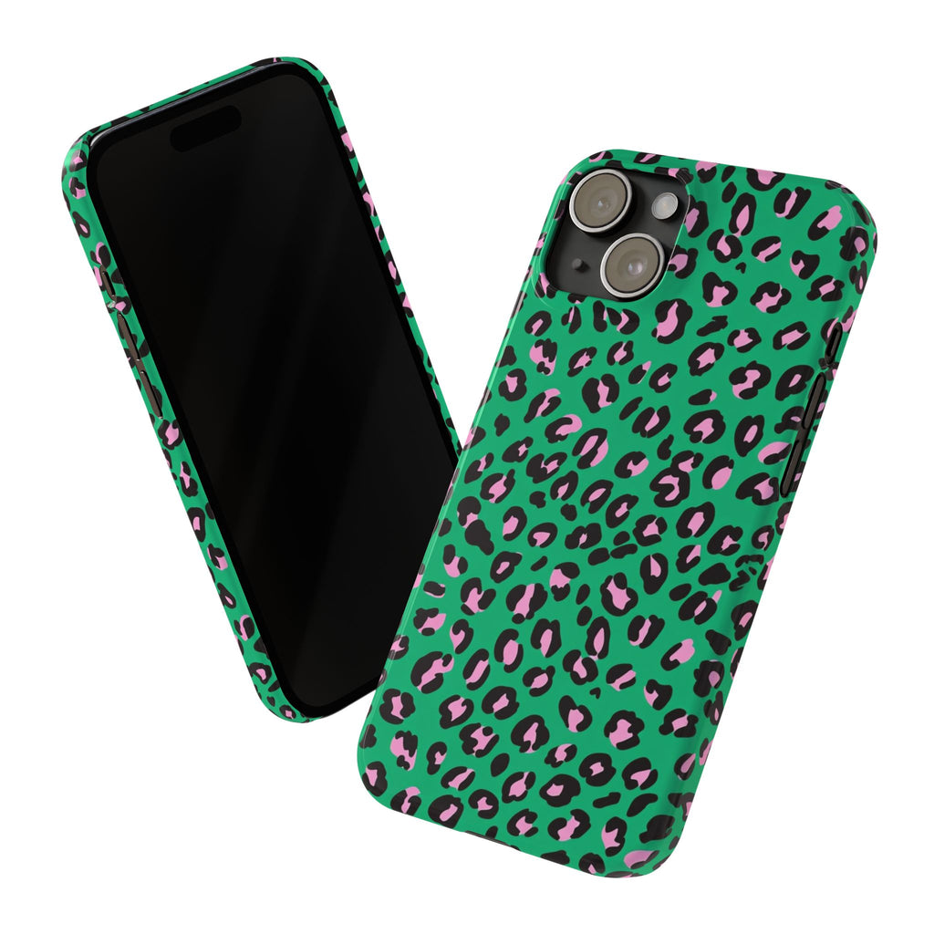 Green & Pink Leopard — Slim iphone Case