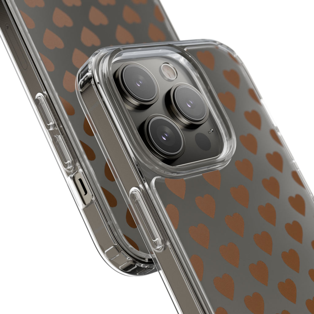 Brown Heart Pattern — Clear Phone Case