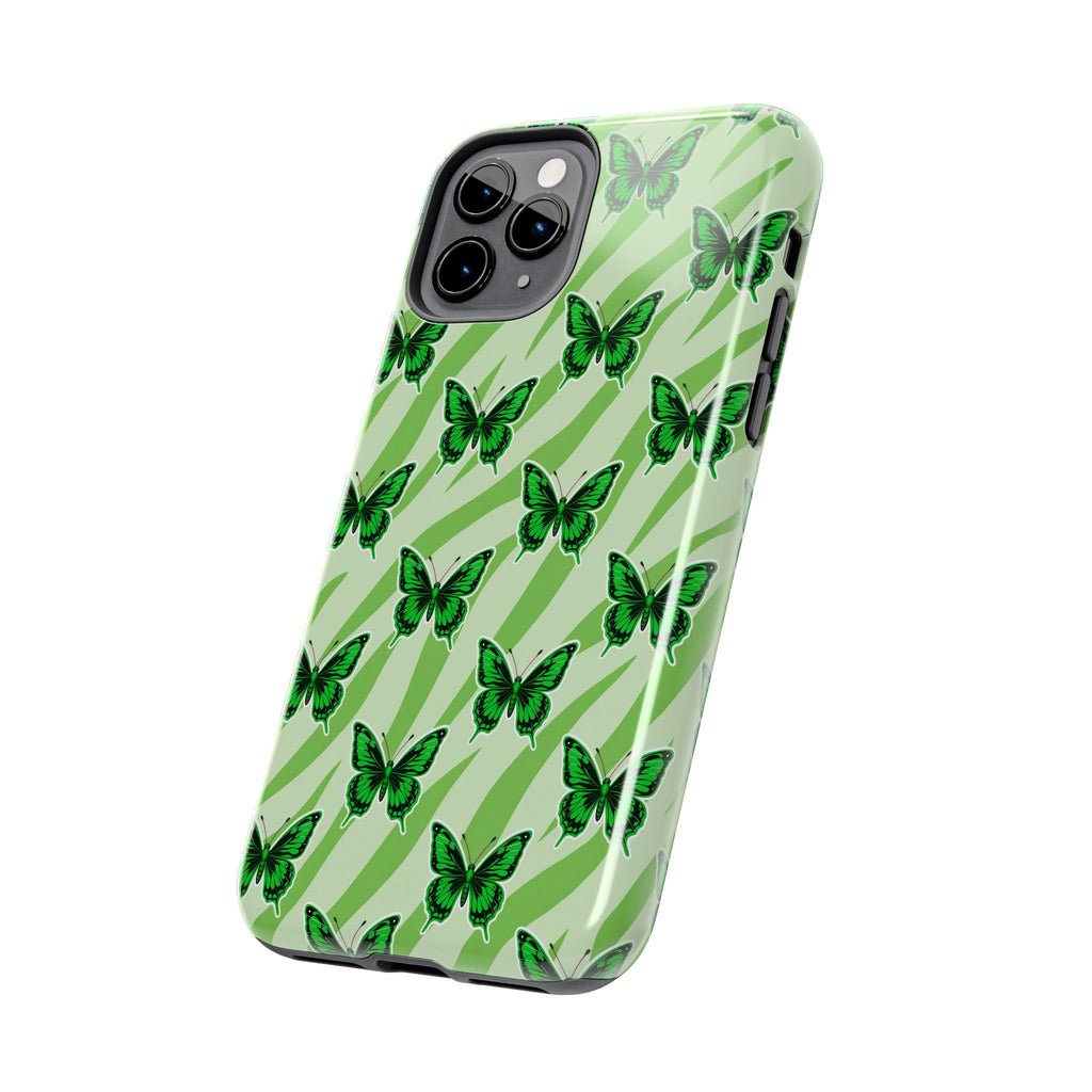 Green Butterfly and Zebra —Tough Phone Case