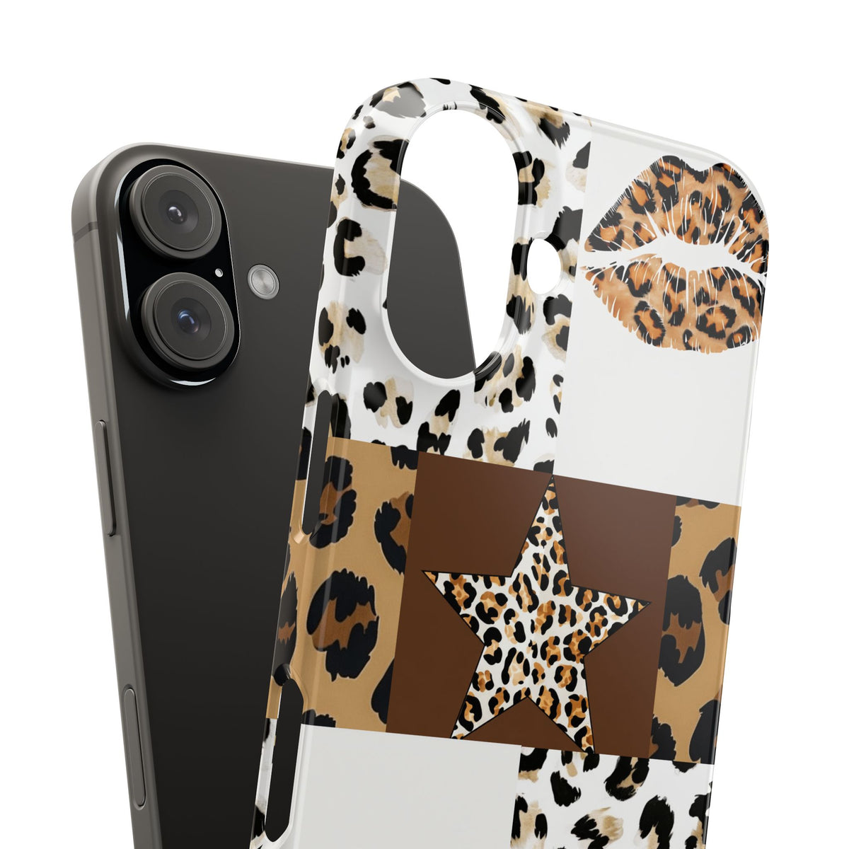 Leopard Kiss Patchwork—  Slim iphone Case