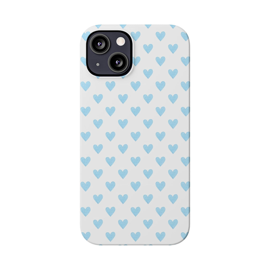 Blue Heart Pattern - Slim iphone Case