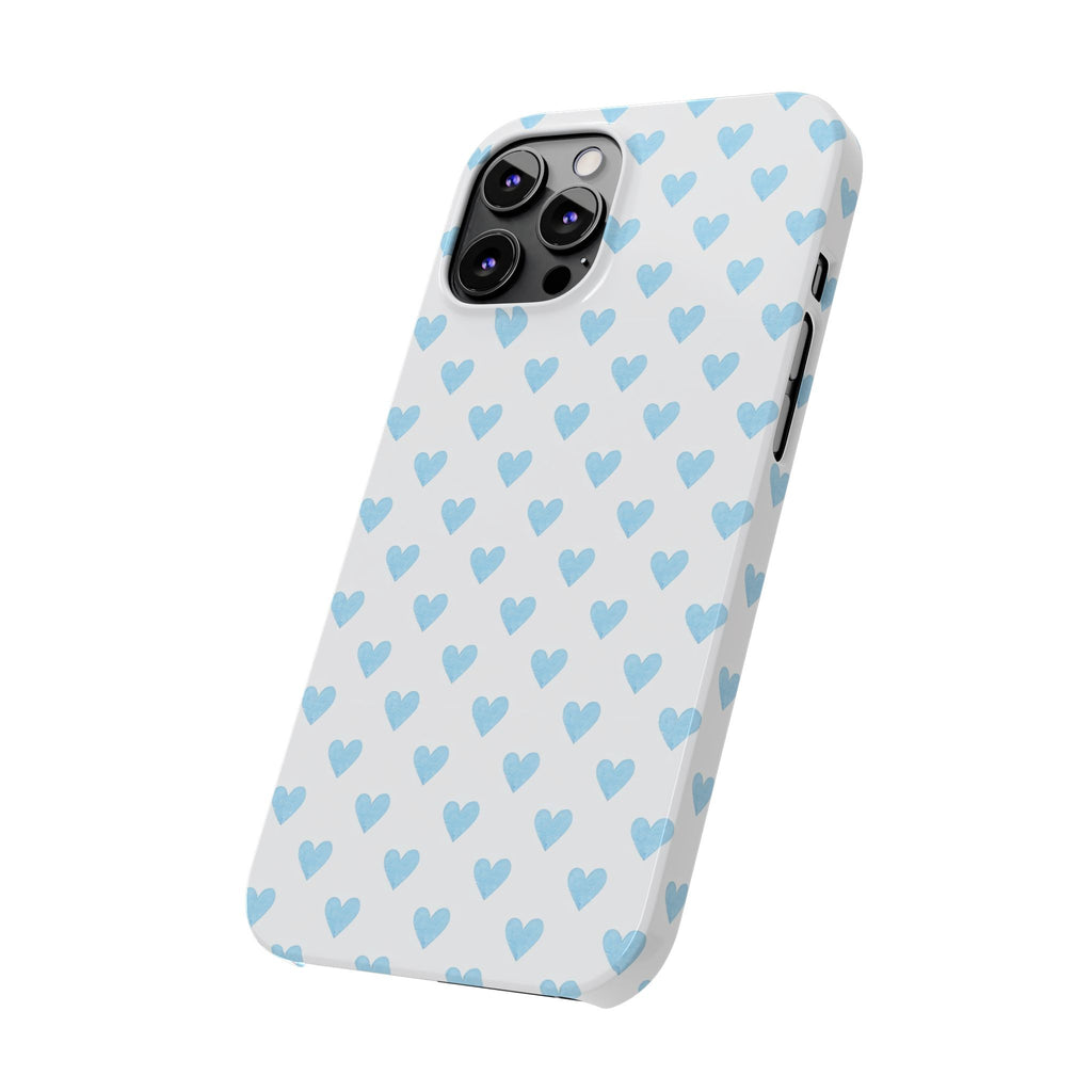 Blue Heart Pattern - Slim iphone Case