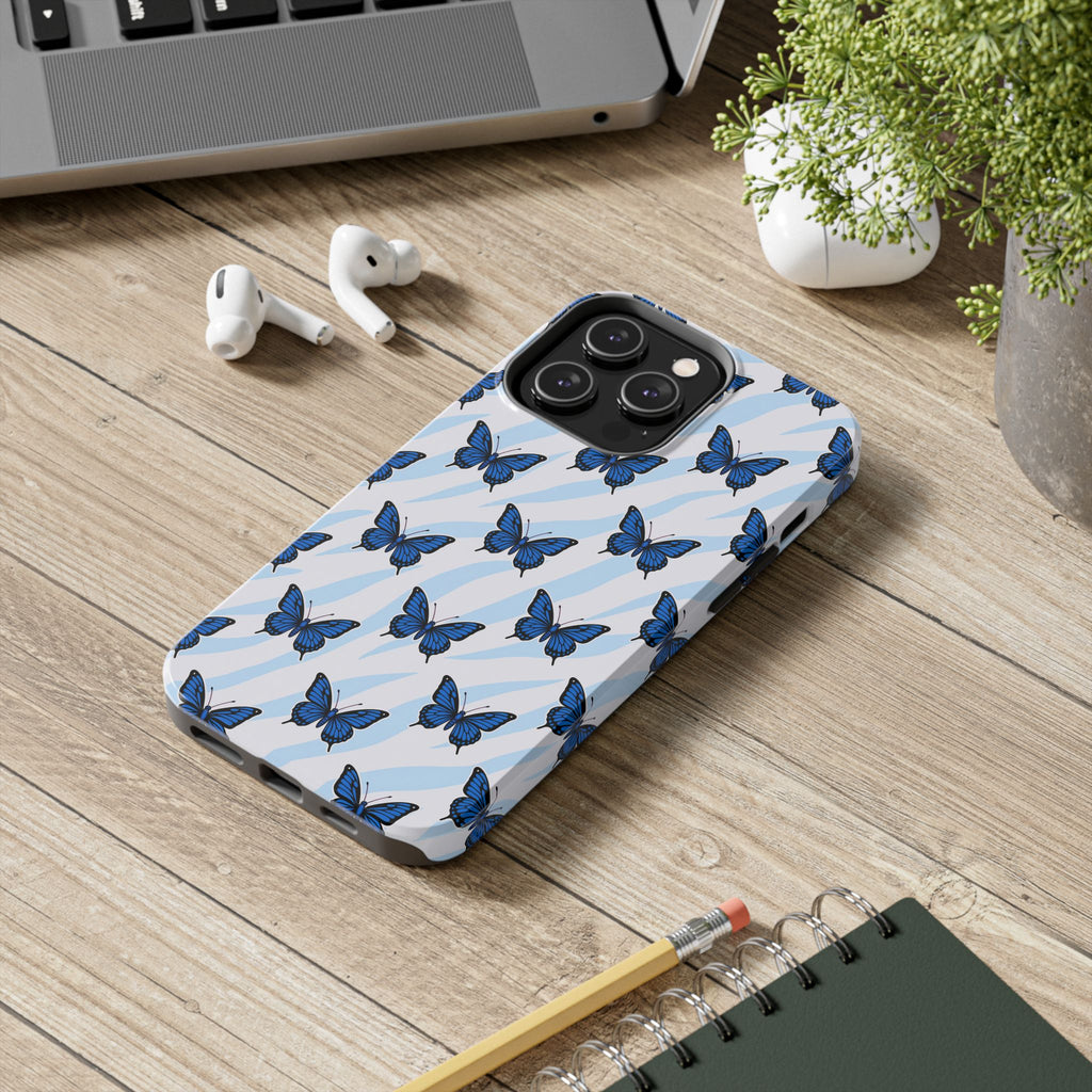 Blue Butterfly and Zebra— Tough Phone Case