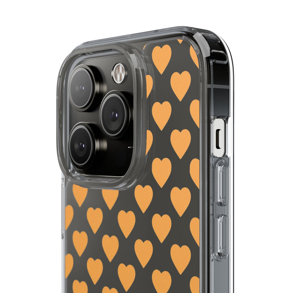 Orange Heart Pattern— Clear Phone Case