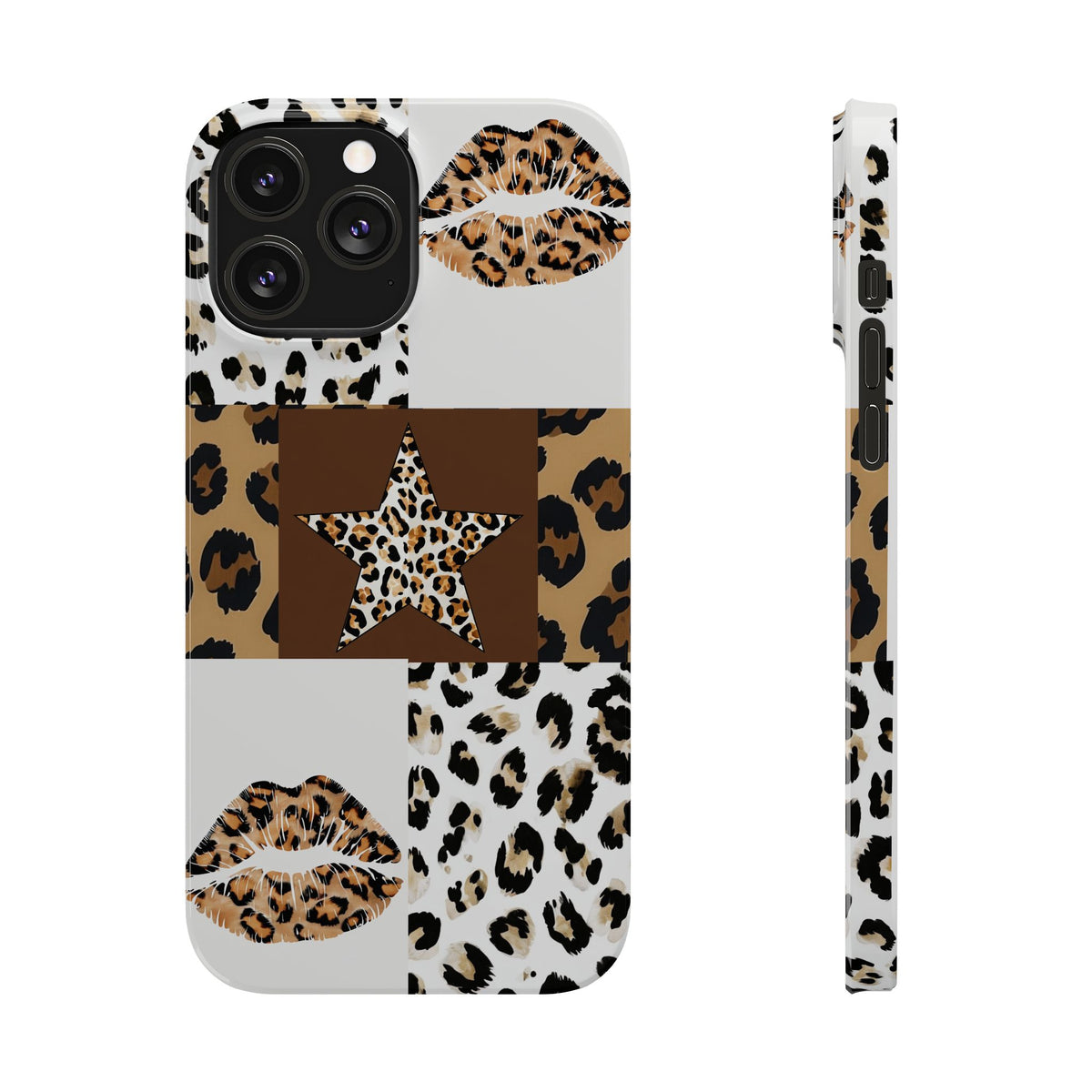 Leopard Kiss Patchwork—  Slim iphone Case