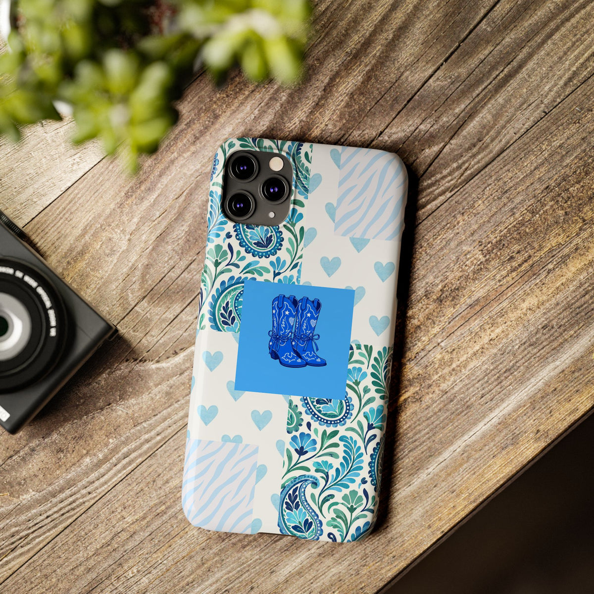 Blue Boot Multi Pattern  – Slim iphone Case