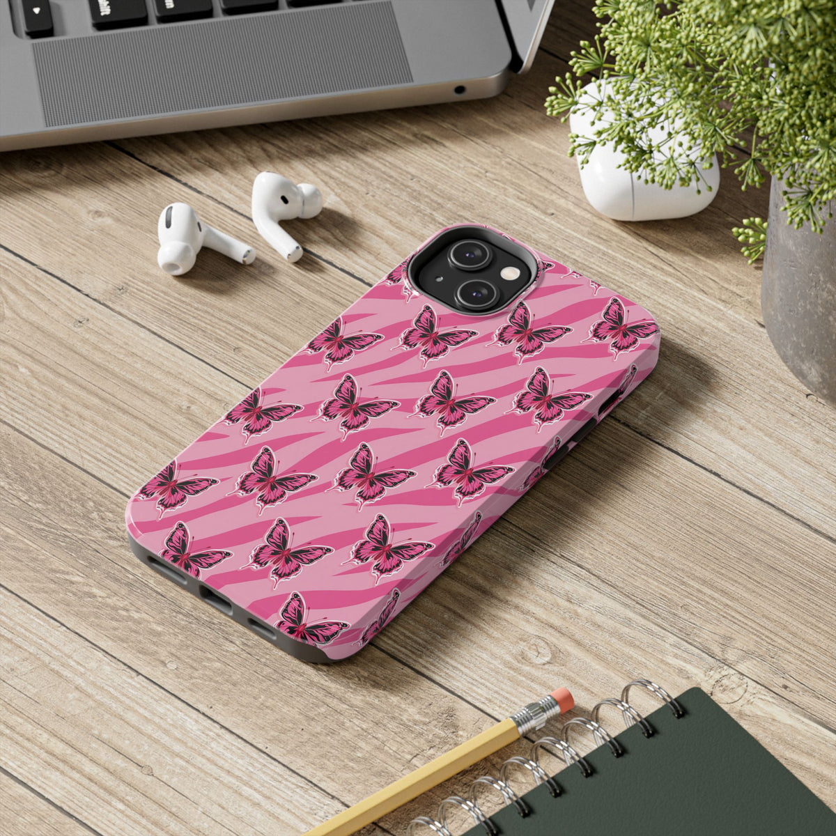 Pink Butterfly and Zebra— Tough Phone Case