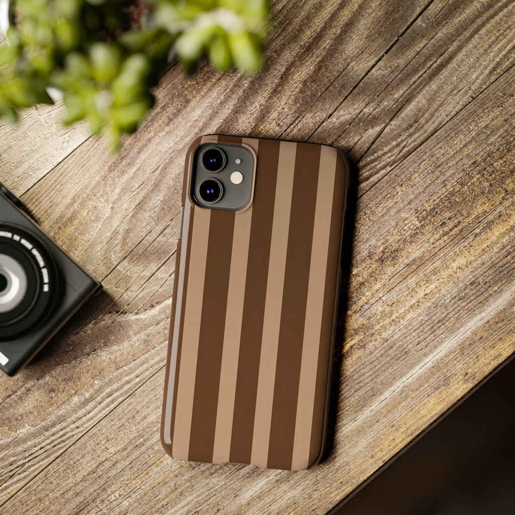 Retro Brown Stripes— Slim iphone Case