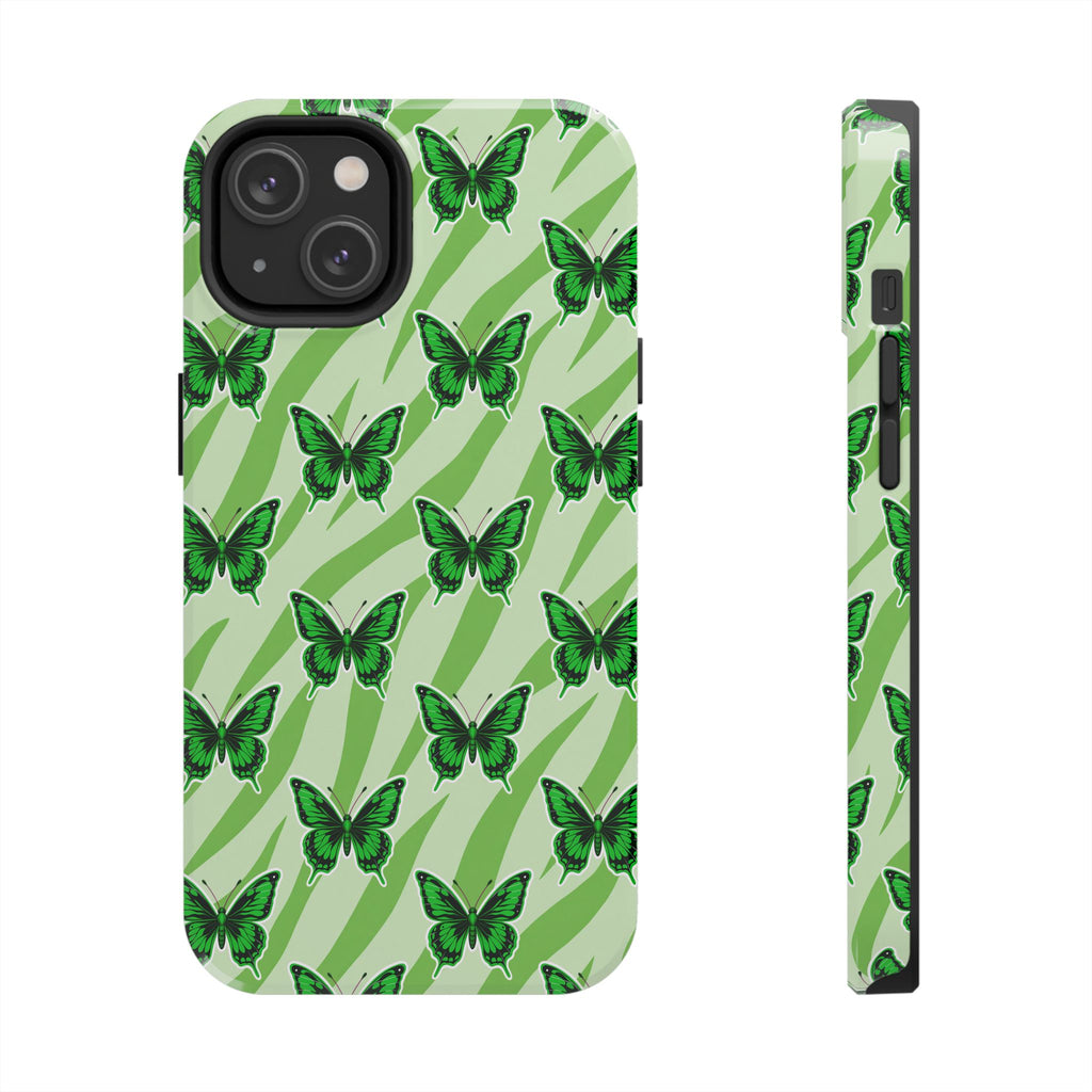 Green Butterfly and Zebra —Tough Phone Case