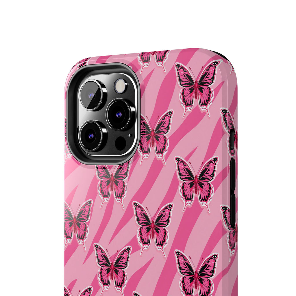 Pink Butterfly and Zebra— Tough Phone Case