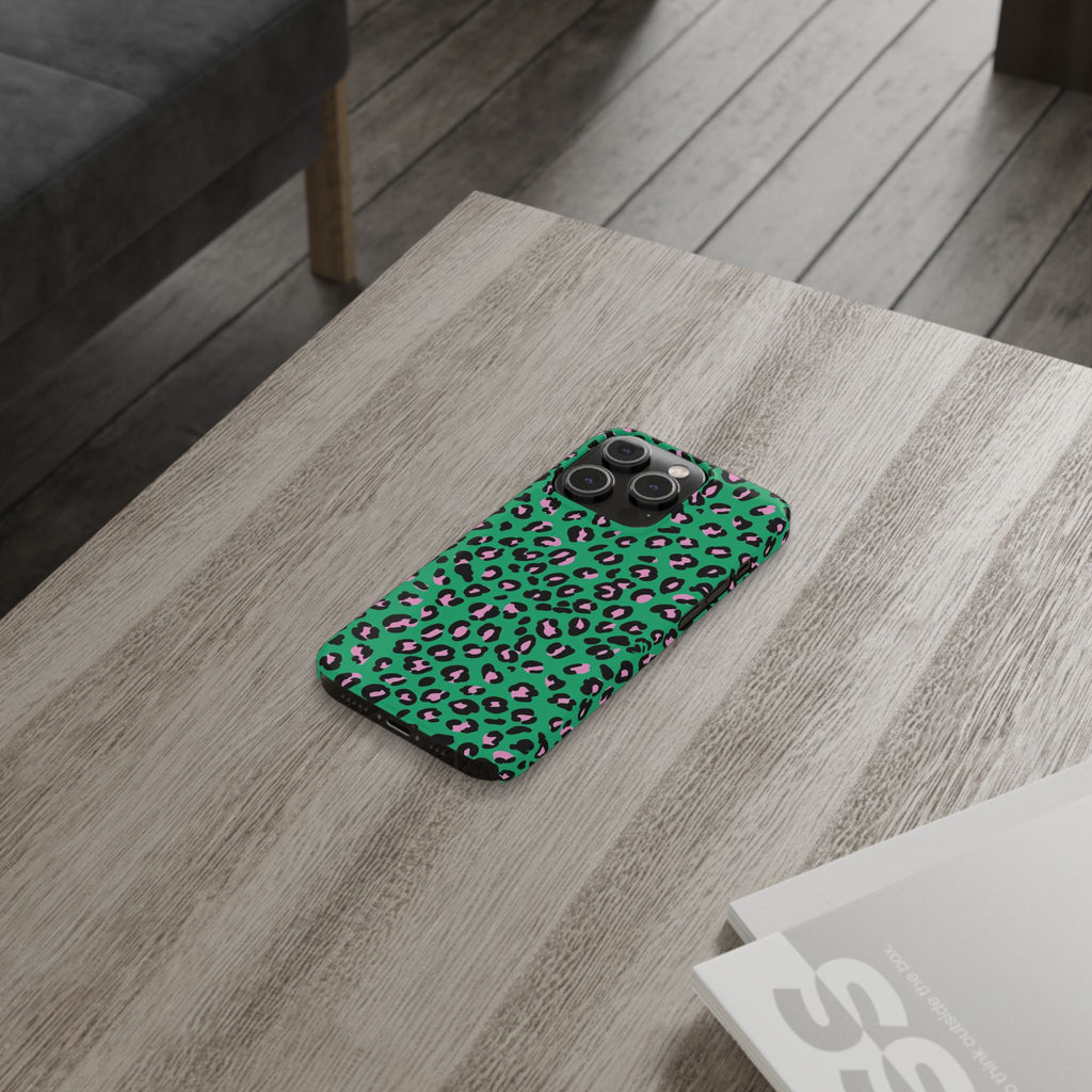 Green & Pink Leopard — Slim iphone Case