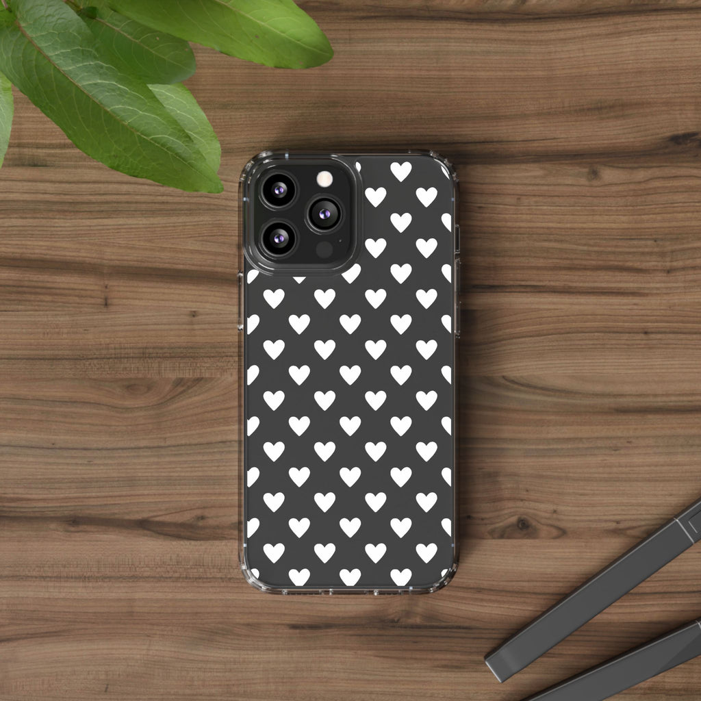White Heart Pattern — Clear Phone Case