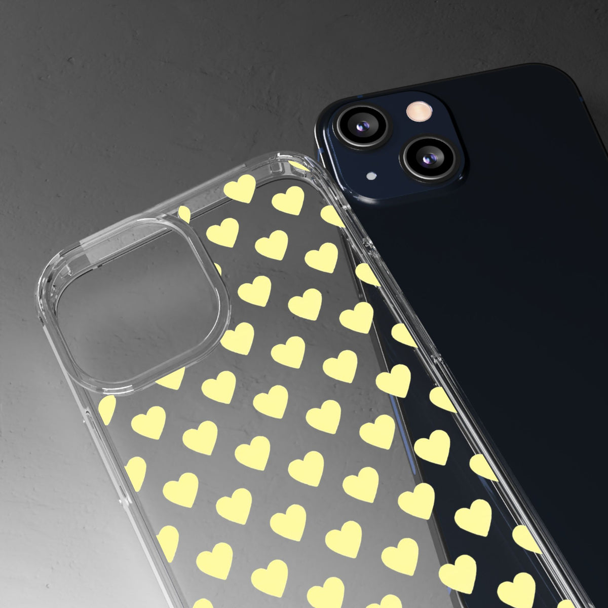 Yellow Heart Pattern — Clear Phone Case