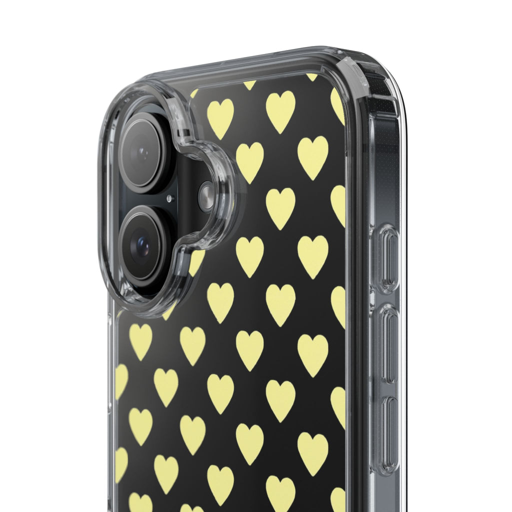 Yellow Heart Pattern — Clear Phone Case