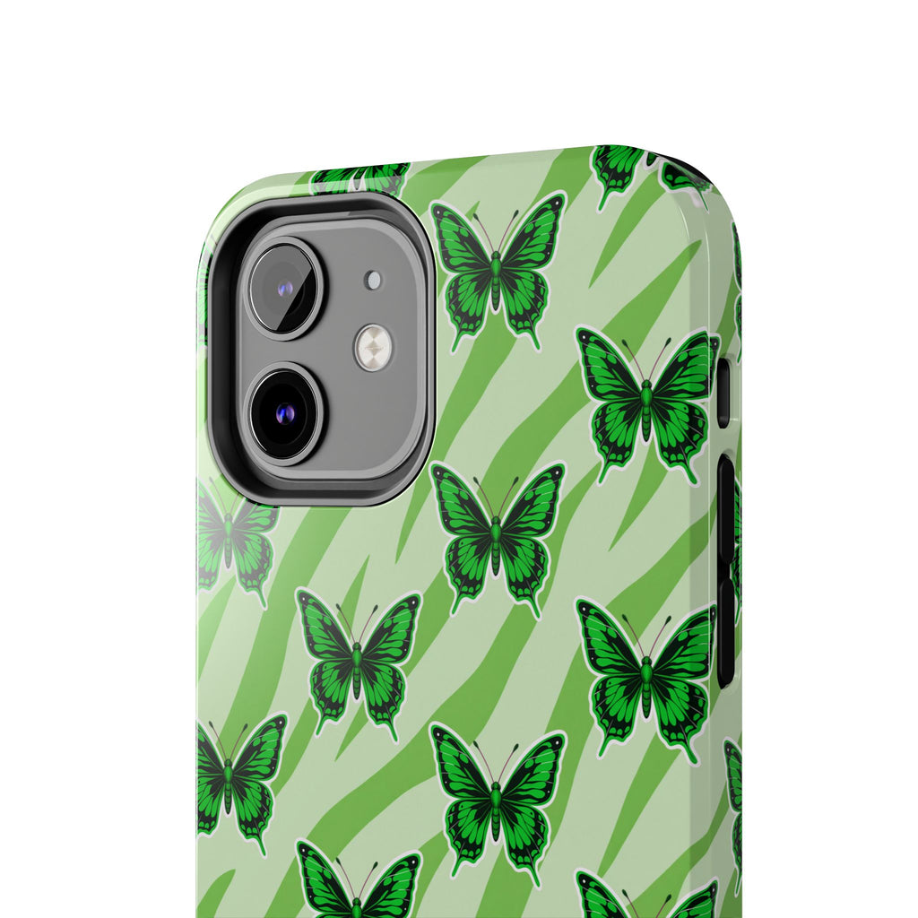 Green Butterfly and Zebra —Tough Phone Case