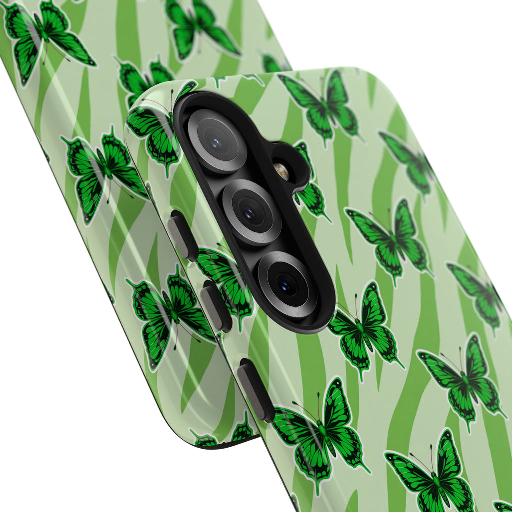 Green Butterfly and Zebra —Tough Phone Case