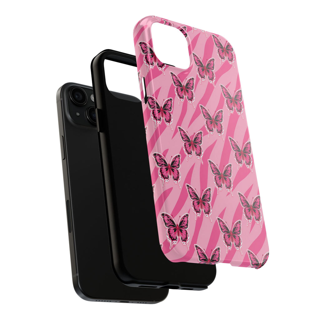 Pink Butterfly and Zebra— Tough Phone Case