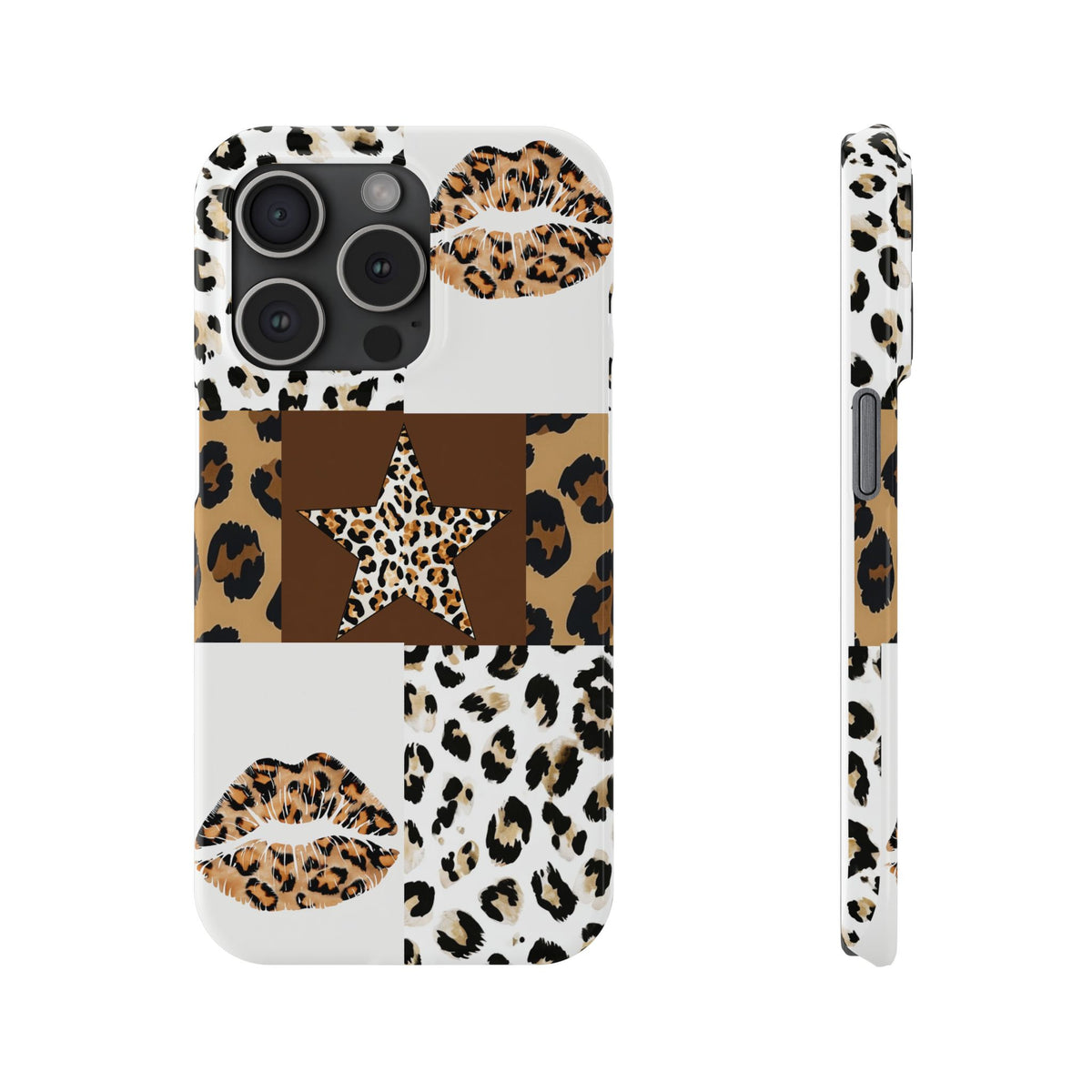 Leopard Kiss Patchwork—  Slim iphone Case