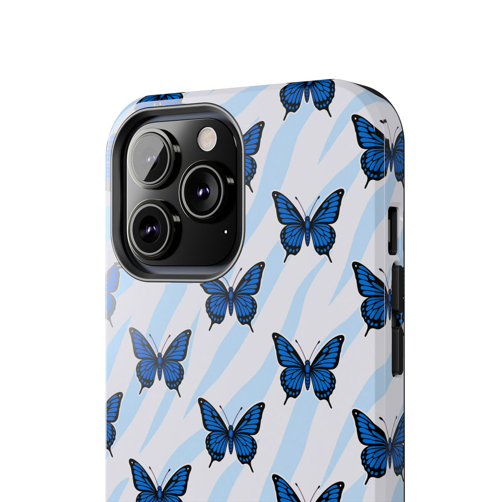 Blue Butterfly and Zebra— Tough Phone Case