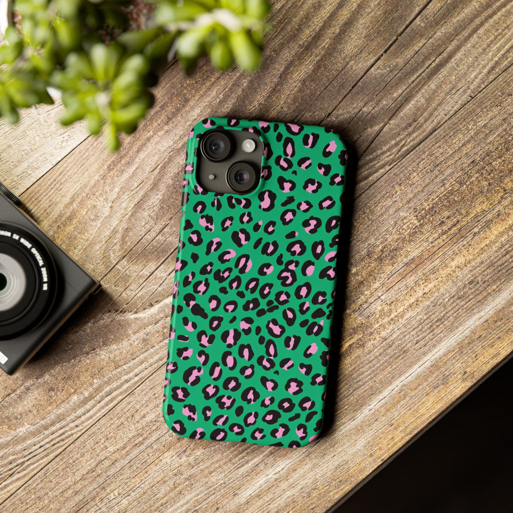 Green & Pink Leopard — Slim iphone Case