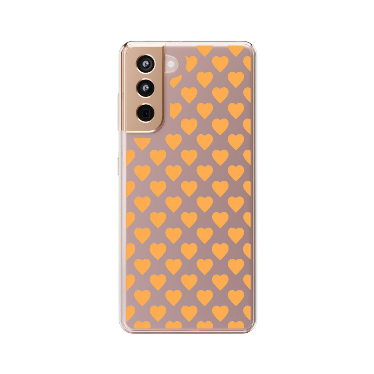 Orange Heart Pattern— Clear Phone Case