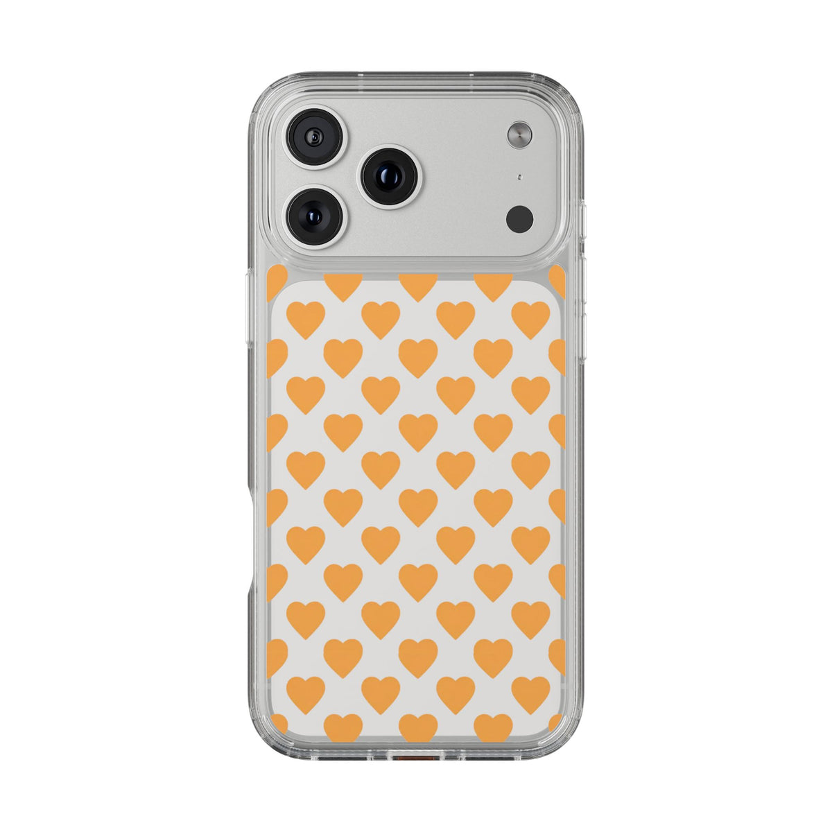 Orange Heart Pattern— Clear Phone Case