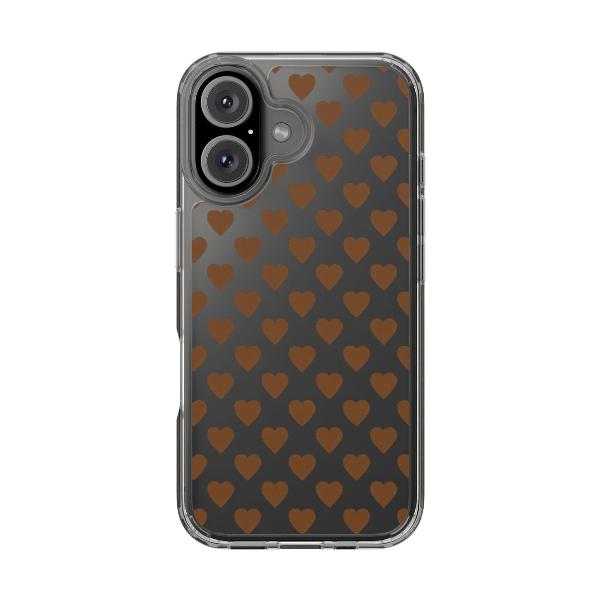 Brown Heart Pattern — Clear Phone Case
