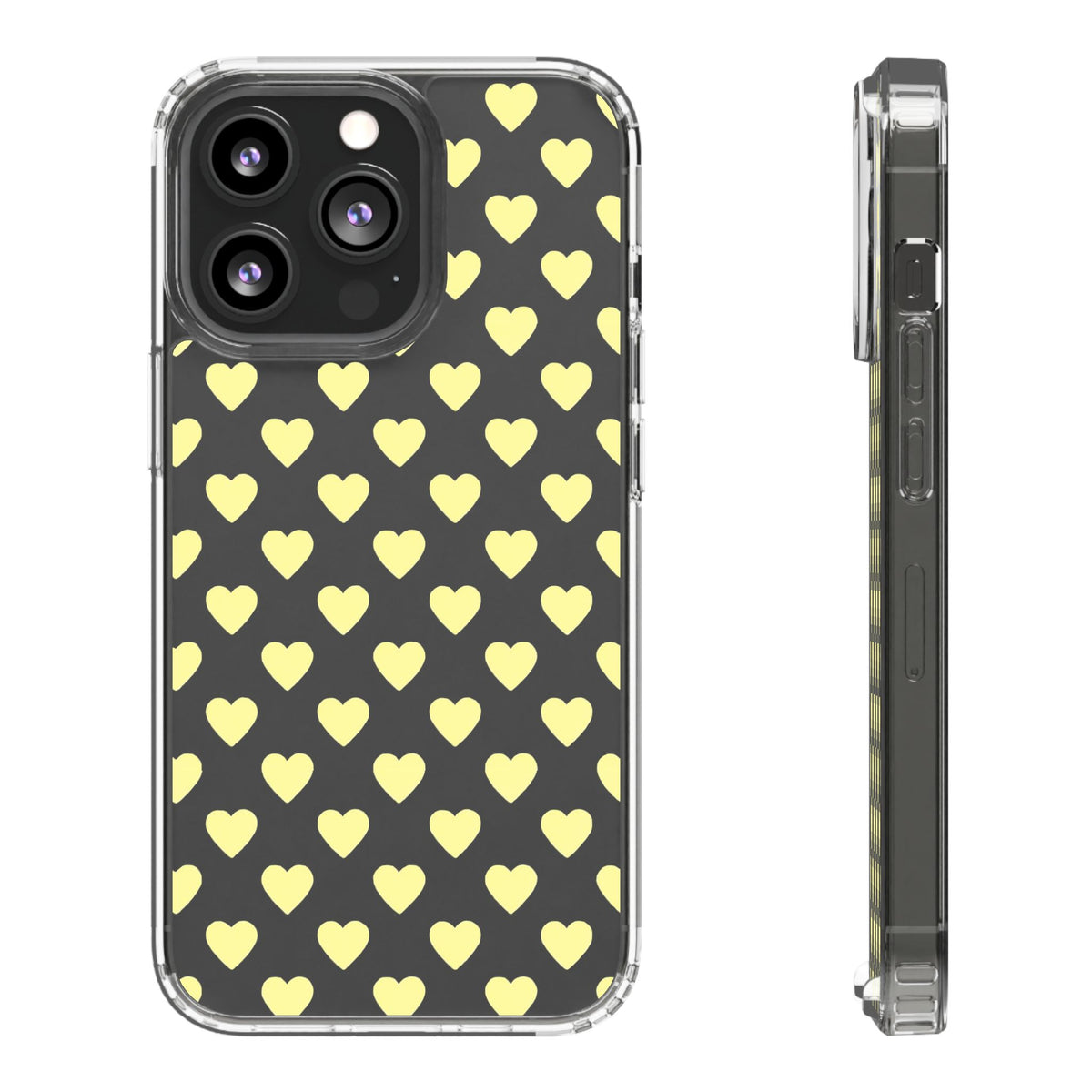 Yellow Heart Pattern — Clear Phone Case