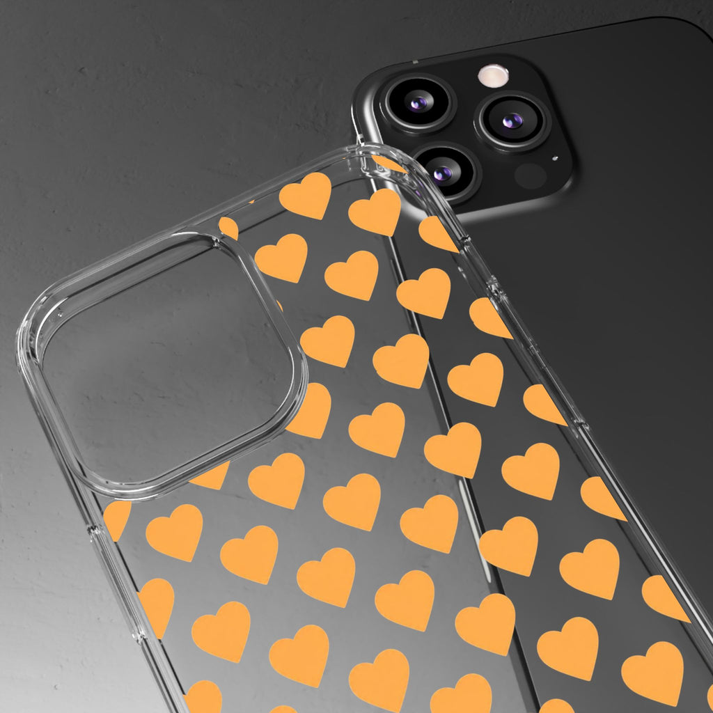Orange Heart Pattern— Clear Phone Case